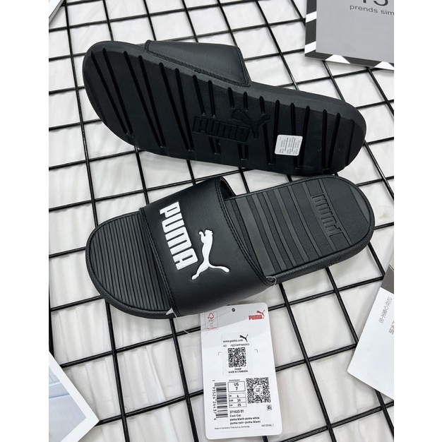 [CHÍNH HÃNG] DÉP PUMA COOL CAT SLIDES SANDAL BLACK WHITE - DÉP QUAI NGANG SIÊU ÊM  [371023 01]