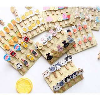 Set 10 kẹp gỗ hình thú tặng kèm dây treo