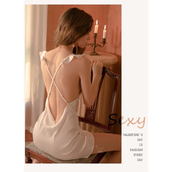 Váy ngủ lụa cánh tiên dáng suông sexy quyến rũ L1191