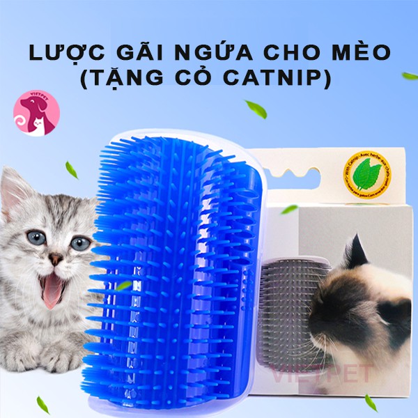 [TẶNG CỎ CATNIP] Bàn chải gắn tường lấy lông gãi ngứa cho mèo - Lược chải lông gắn bàn massage tự động (Đồ chơi chó mèo)