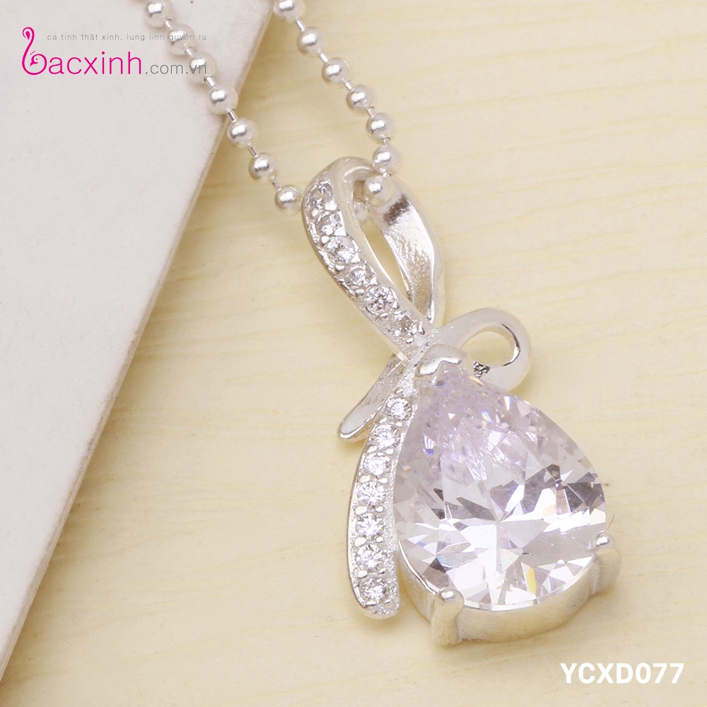 Mặt dây chuyền bạc Ý 925 Bạc xinh Huệ Ngân Giọt sương long lanh YCXD077