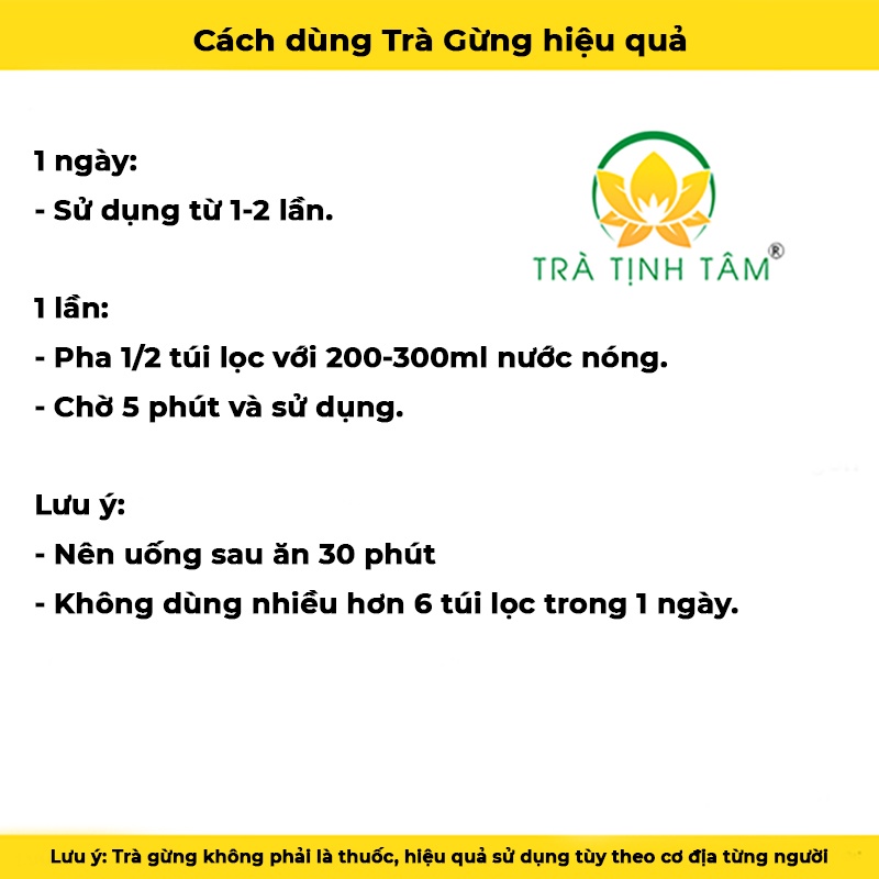 Trà gừng túi lọc Ngọc Duy hộp 30gr 15 túi lọc Tịnh Tâm mật ong tươi Hàn Quốc đường đỏ hòa tan