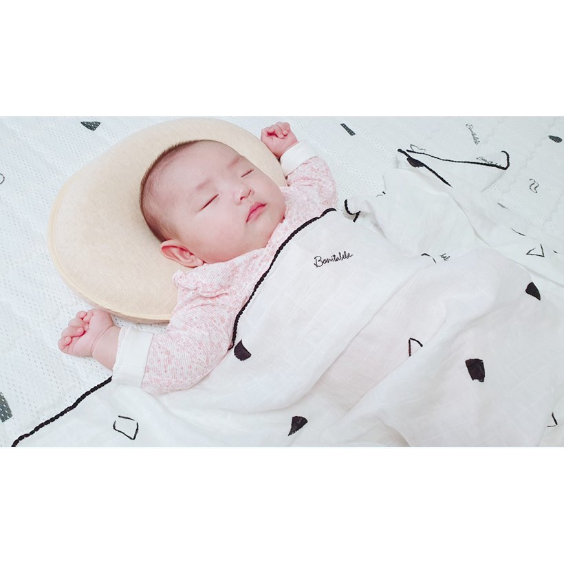 Bộ đệm chống trào ngược BONITABEBE cho bé + Chăn hè 2 lớp Loe mỏng nhẹ thoáng mát nhập khẩu Hàn Quốc