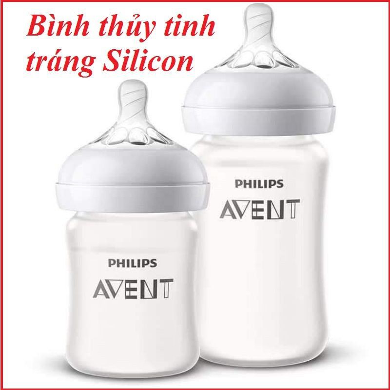 Bình sữa philips AVENT thủy tinh tráng lớp Silicon