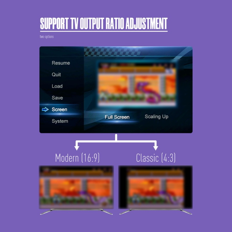 Máy Chơi Game Cầm Tay 16 Bit Tích Hợp 900 / 3000 Trò Chơi Video 4K Phong Cách Retro