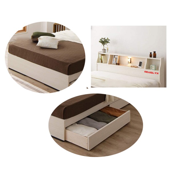 Giường ngủ gỗ Công Nghiệp Cao Cấp OHAHA 002 - Màu trắng