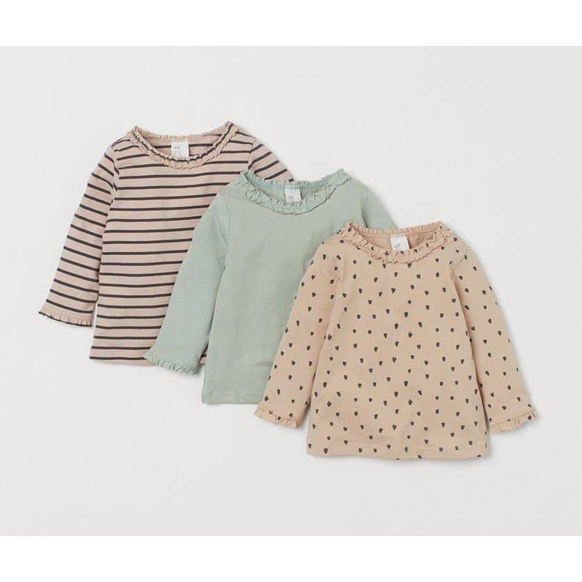 Set 3 Áo Thun Tay Dài Bé Gái HM - Combo ngẫu nhiên