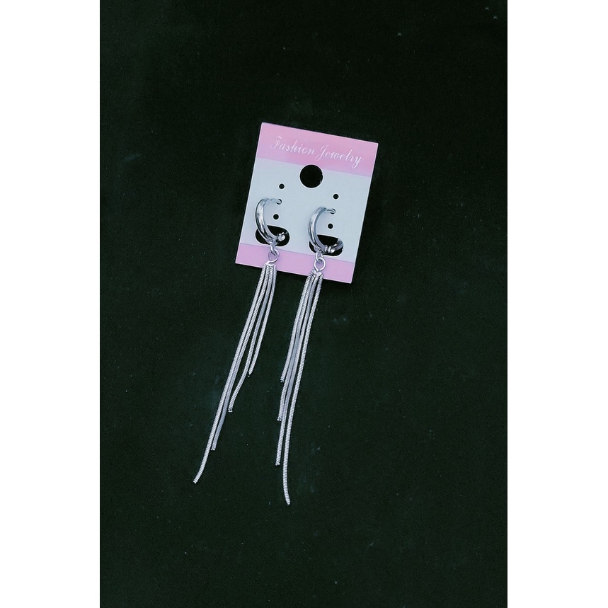 BÔNG TAI NỮ INOX KHOEN TRÒN 3 TUA MÌ  XINH  KHÔNG ĐEN