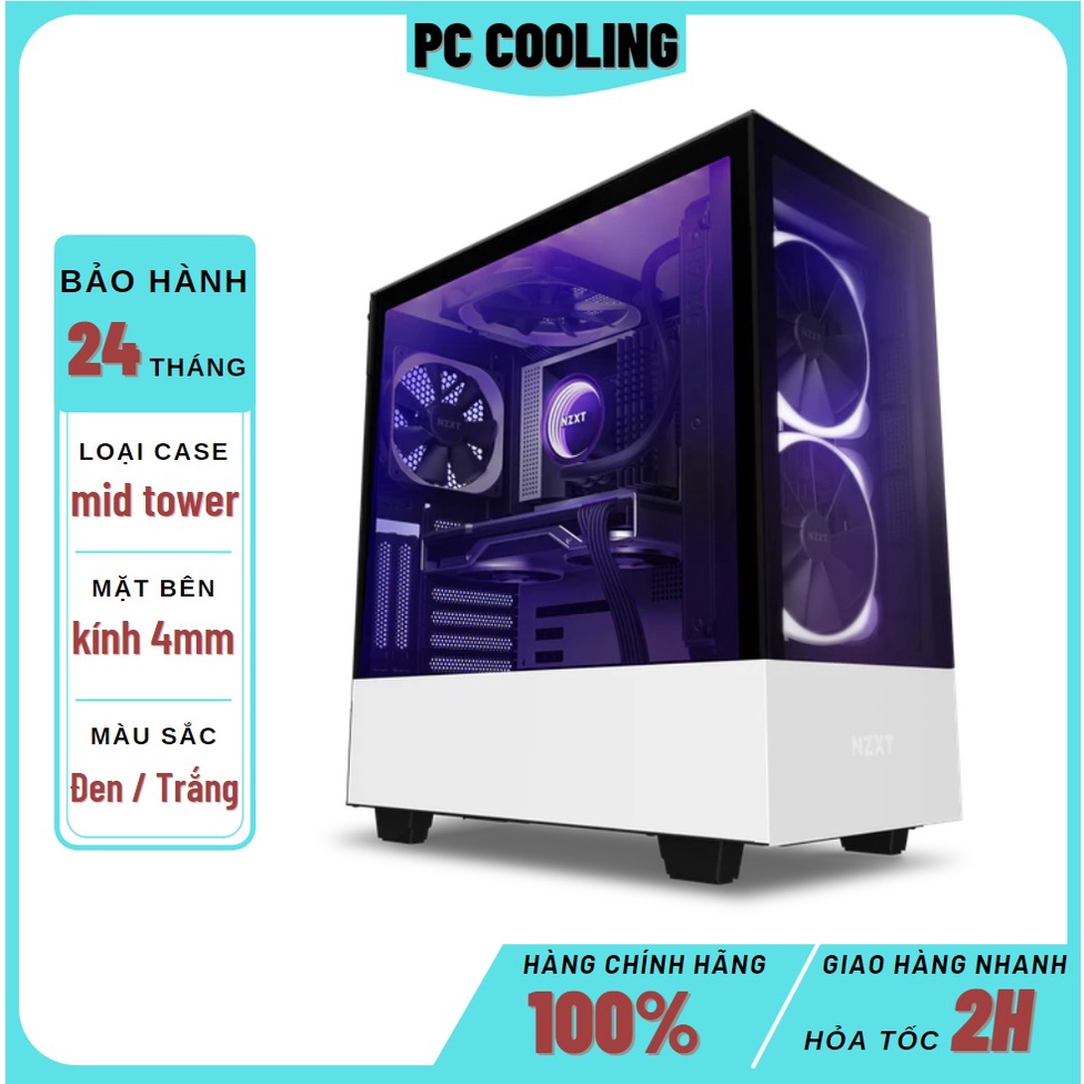 Vỏ Case NZXT H510 Elite (Mid Tower/Màu Trắng/Đen/Fan Led RGB/usb typeC)