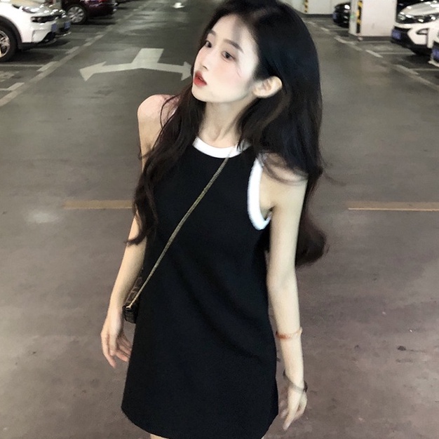 Đầm ZHELIHANGFEI dệt kim sát nách dáng ôm thời trang quyến rũ cho nữ