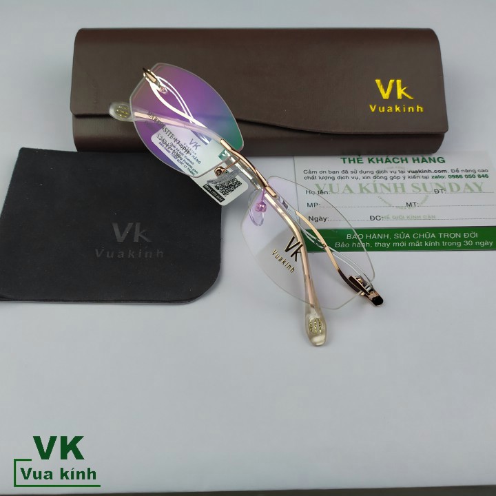 Gọng kính cận khoan không viền titan VK63