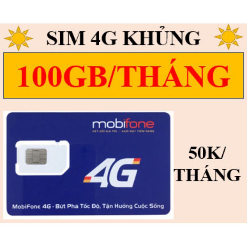 Sim 4G khủng 100GB/tháng, giá gói chỉ 50k/tháng