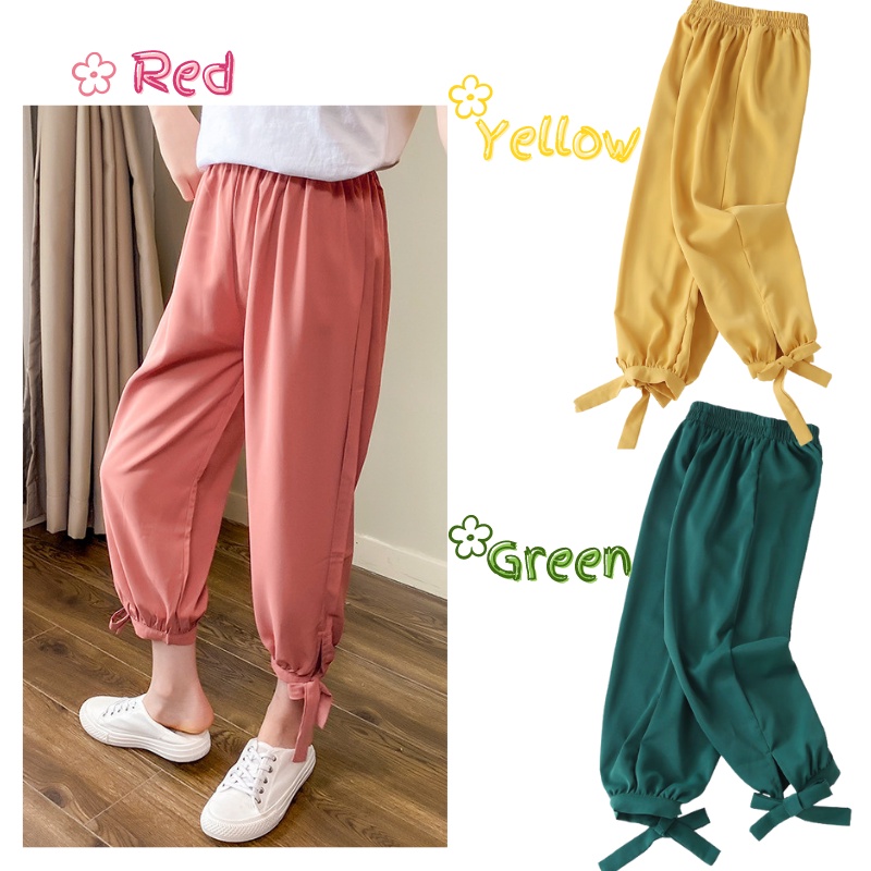 Quần dài đính nơ màu kẹo thời trang cho bé gái