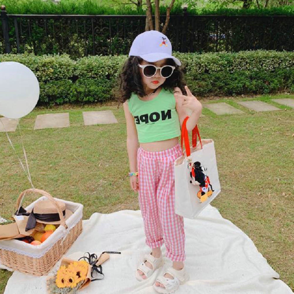 BEAR LEADER Áo Croptop Sát Nách In Chữ Thời Trang Mùa Hè Mới 2022 Cho Bé Gái 3-7 Tuổi