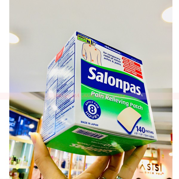 Cao Dán Giảm Đau HISAMITSU - Salonpas Pain Relieving Patch 7.2cm x 4.6cm (140 Miếng - Size Lớn)