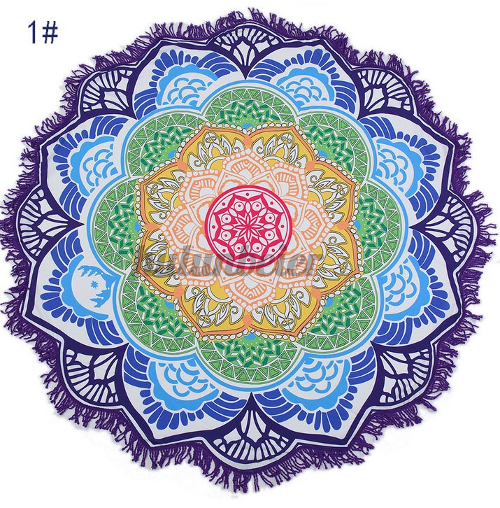 MANDALA Thảm Treo Tường Trang Trí Hình Tròn 147cm Phong Cách Ấn Độ