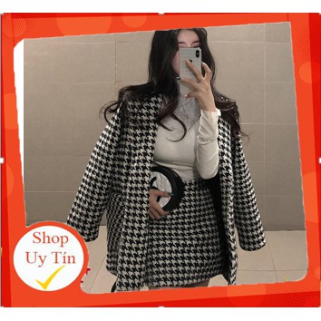 SET ITEM ÁO KHOÁC DẠ KÈM CHÂN VÁY ZICZAC ĐỘC - LẠ - HÀN QUỐC ULZZANG - FREESHIP (KÈMẴN