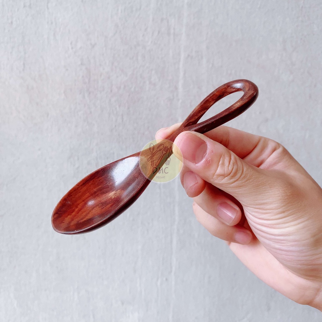 Thìa, muỗng xúc trà, cà phê, xúc hạt, gia vị bằng gỗ trắc đỏ loại đẹp DHC Decor