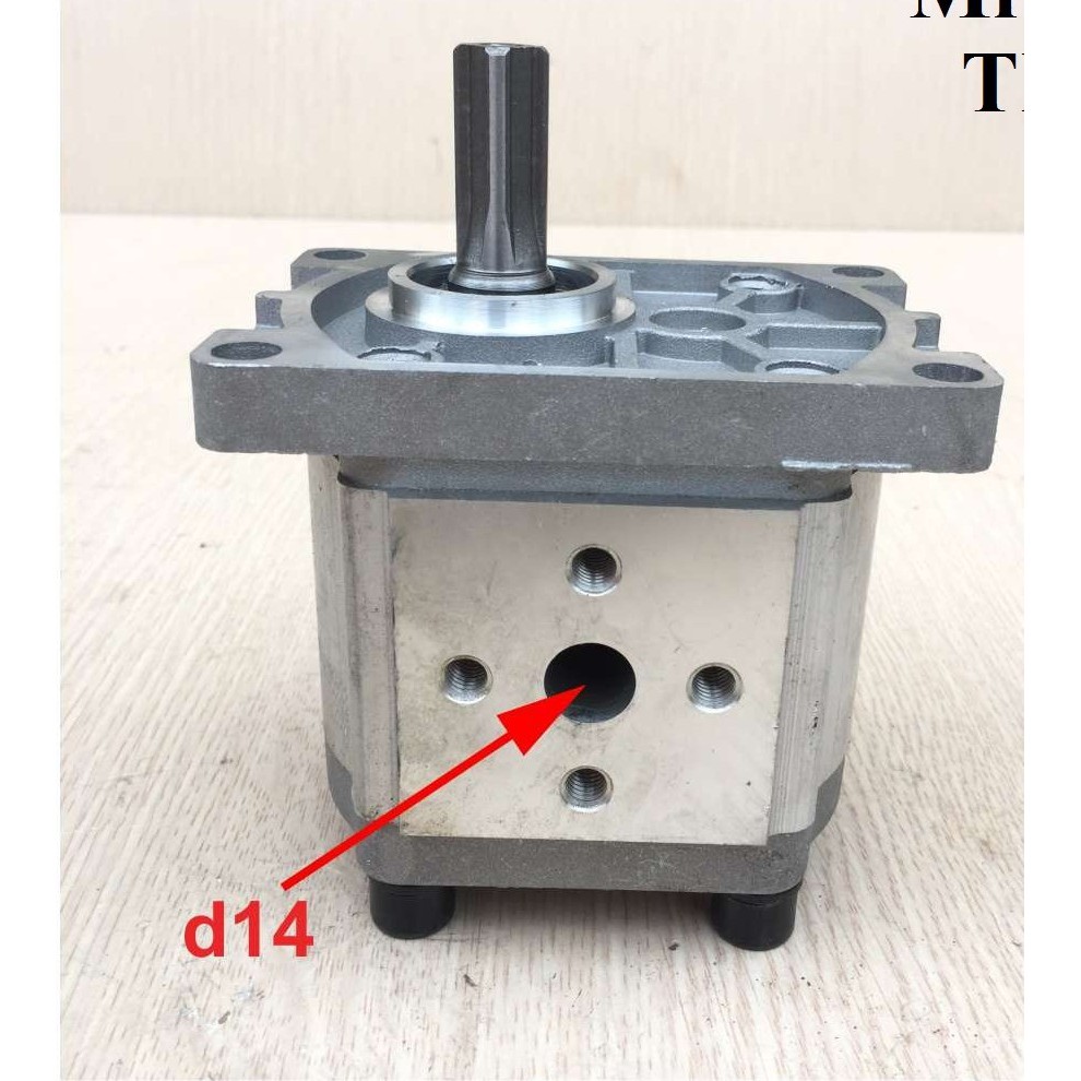 Bơm ben/ bơm thủy lực 1.5 tấn xe công nông, mã E314. 4 rơnia, quay trái, 2 lỗ dầu bên F15*F18, 4 lỗ bắt mặt bích 70x100