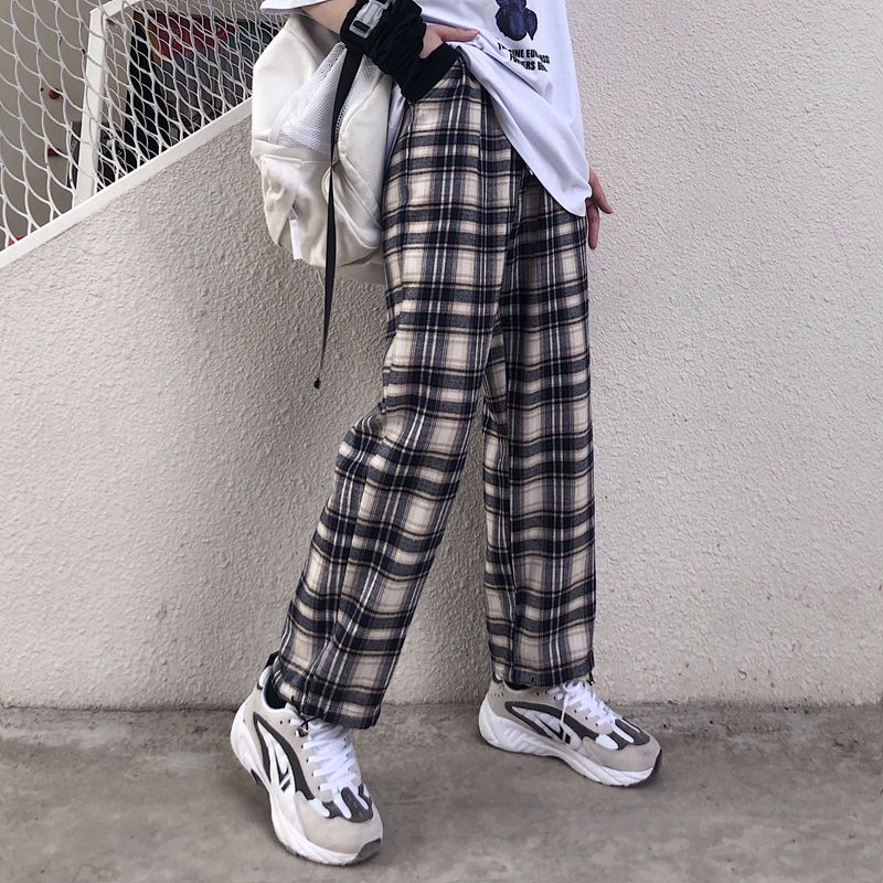 Quần Dài Ống Rộng Họa Tiết Sọc Caro 17n003 Phong Cách Harajuku Cho Nam Và Nữ | BigBuy360 - bigbuy360.vn