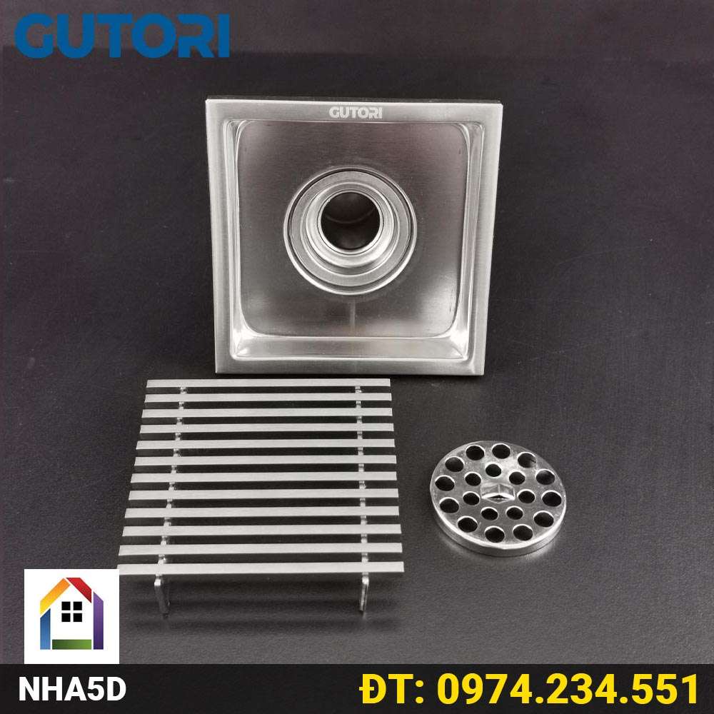 Phễu thoát sàn ngăn mùi 11x11cm Gutori DS1103B - Thoát sàn Inox su304