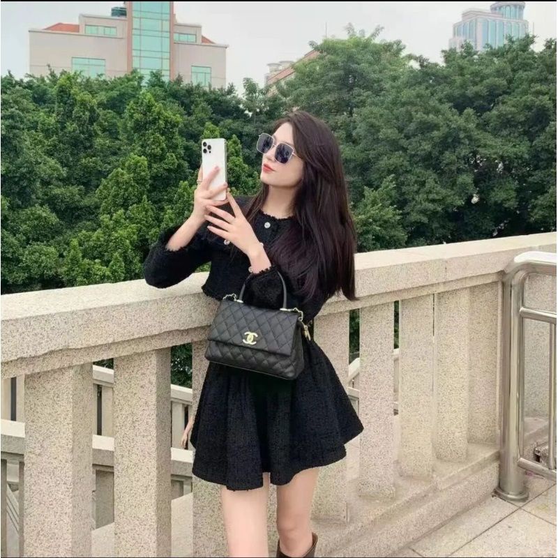 Bộ áo váy cạp cao thời trang mùa xuân 2022 phong cách ngọt ngào cho nữ