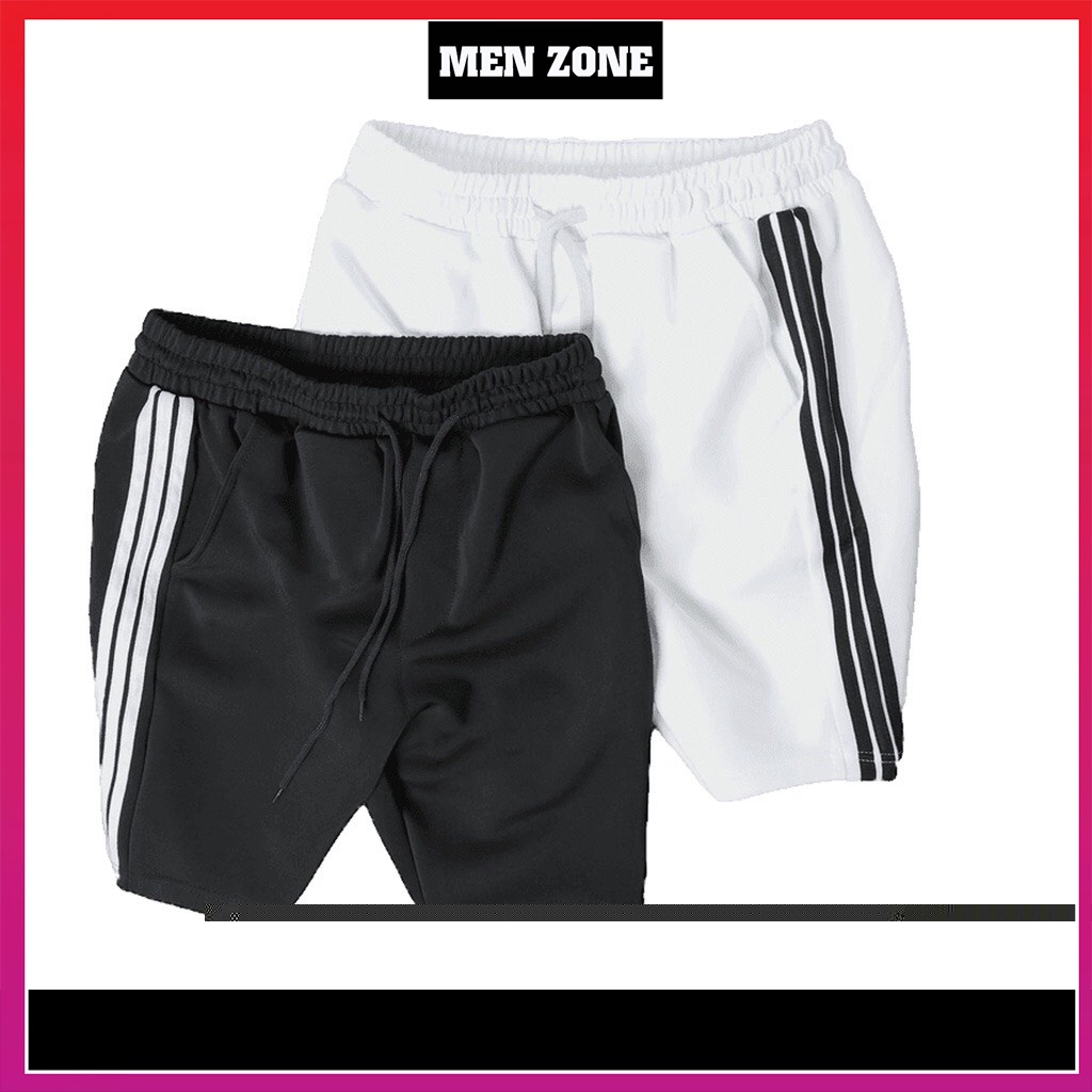 Quần Short Nam 3 Sọc Thể Thao MENZONE Quần Short Unisex Vải Poly Cao Cấp Mềm Mịn