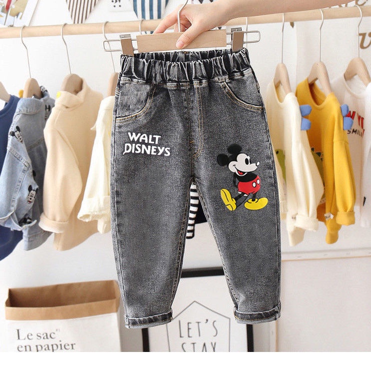 Quần Jean Dài Dáng Rộng In Hoạt Hình Kiểu Hàn Quốc Thời Trang Mùa Hè Cho Bé Trai 2022