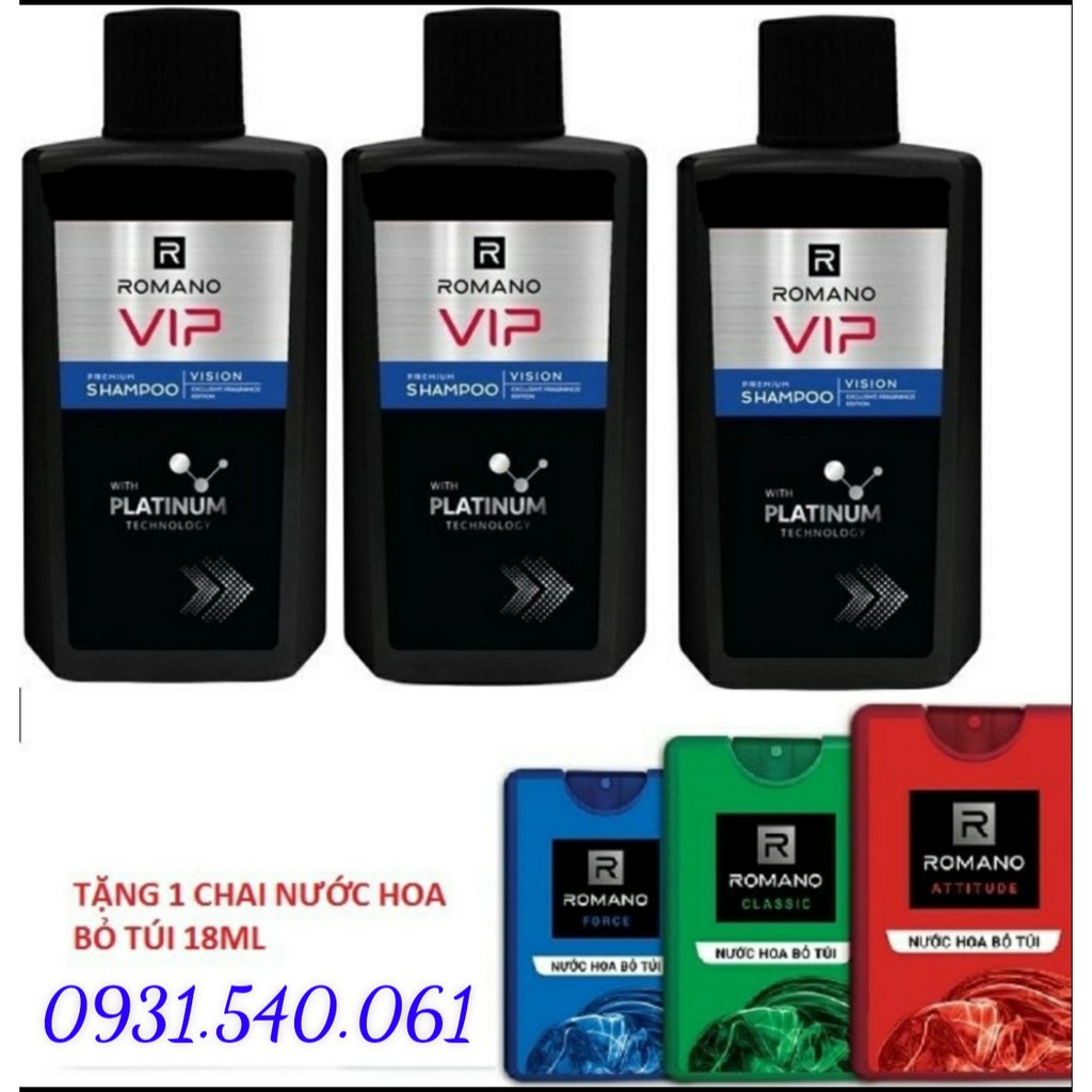 [HOT] COMBO 3 CHAI DẦU GỒI VIP 60G TẶNG KÈM 1 CHAI NƯỚC HOA 18ML BẤT KỲ.