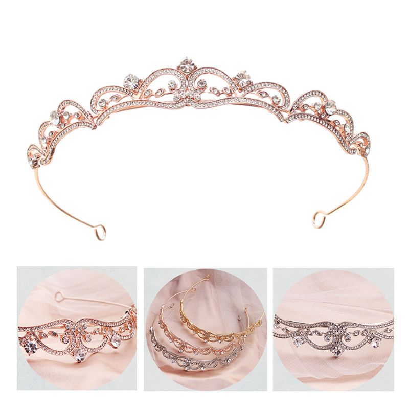 Vương Miện Cài Tóc Đính Đá Pha Lê Nhân Tạo Phong Cách Hoàng Gia Vintage