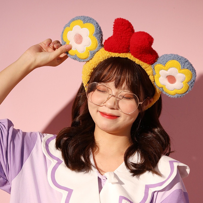 Băng Đô Lông Nhung Co Giãn Không Trơn Họa Tiết Hoa Hoạt Hình