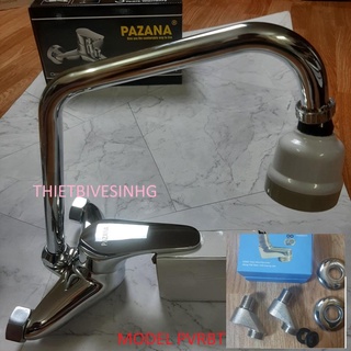 Vòi rửa bát cắm tường cứng nóng lạnh , vòi rửa chén cao cấp pazana