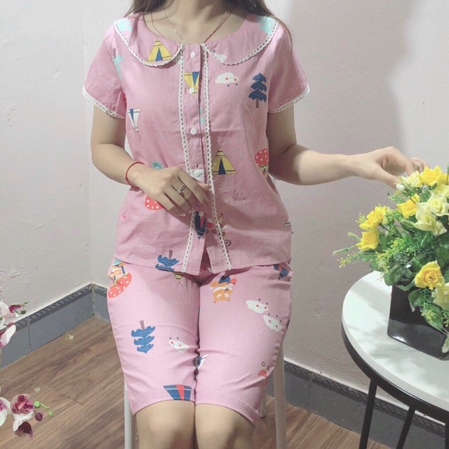Bộ lửng mặc nhà.  Cổ sen