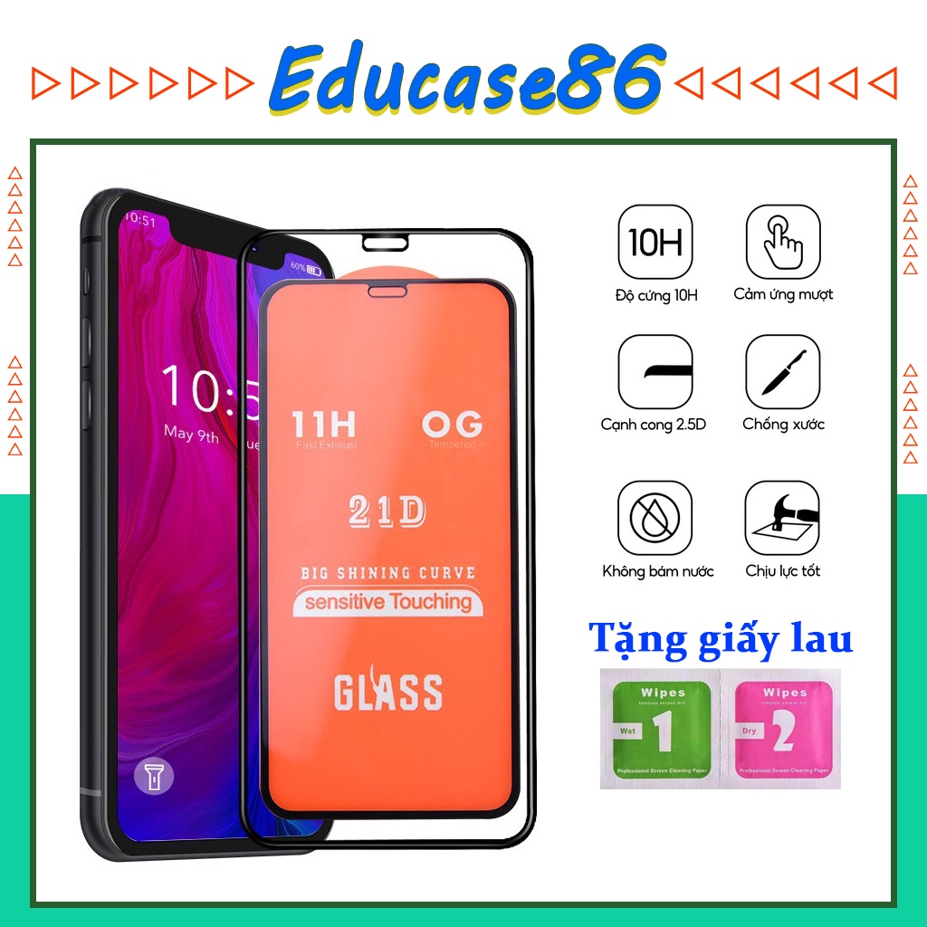 Kính cường lực 21D IPhone 6/6plus/6s/6splus/7/7plus/8/8plus/x/xs/xs max/11/11pro/11 promax/12/13 Pro/ Pro max/ 14/14Pro