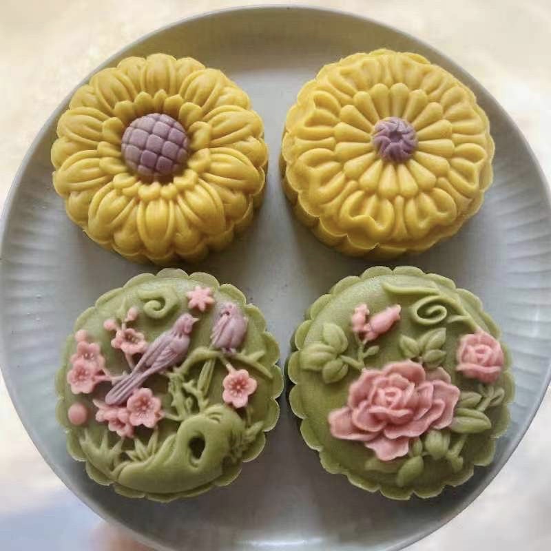 Khuôn trung thu lò xo 4 mặt chim và hoa 150g/200g