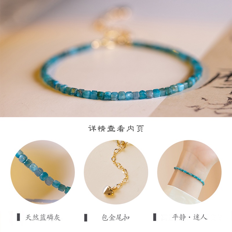 Vòng Đeo Tay Chuỗi Hạt Đá Apatite Tự Nhiên Siêu Cao Cấp Thời Trang Cho Nữ