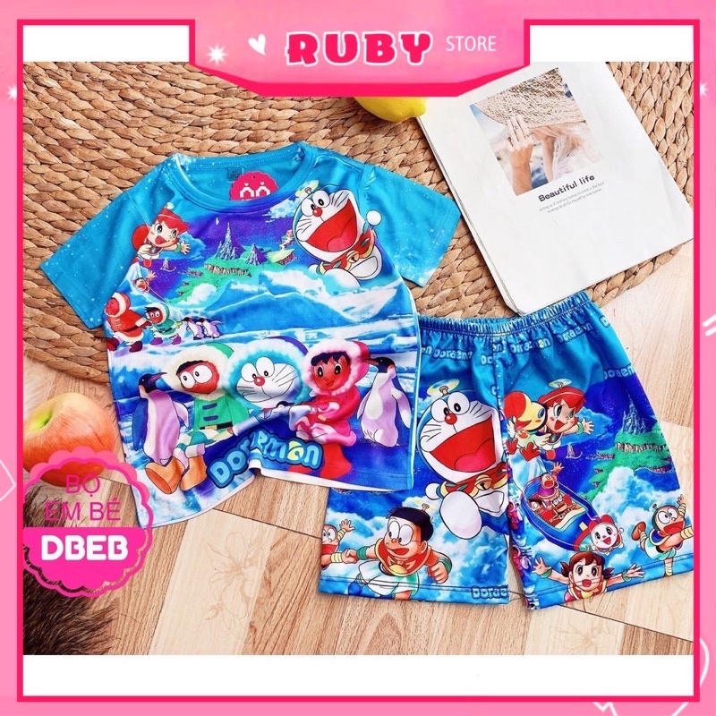 Đồ bộ Unisex Doremon Kityy siêu cưng SIZE ĐẠI (35KG - 57KG) chất thun mịn mát ❤️ Set mặc gia đình DBRBD