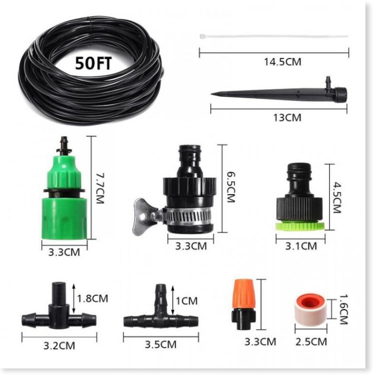 Combo bộ tưới cây tự động gồm 20 đầu tưới phun sương, 20m dây dẫn nước, 1 đồng hộ đặt thời gian tưới tự động và phụ kiện