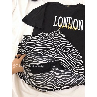 Set áo chữ chân váy ngựa vằn