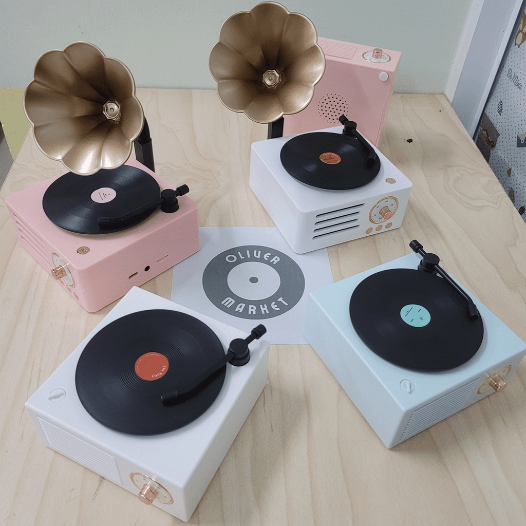 Loa Bluetooth Mini OLIVER X10 Loa Bluetooth Đĩa Than Xoay Vintage Cổ Điển Đồ Decor Phòng Khách Trang Trí Bàn Làm Việc