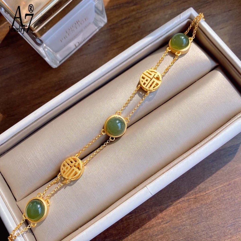 Vòng Tay Ngọc Bích Màu Xám Bạc A7 S925