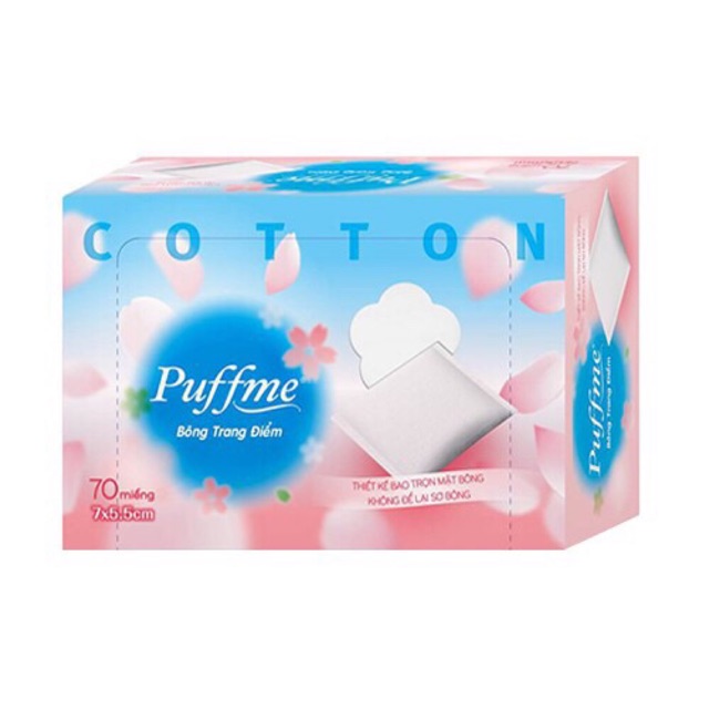 BÔNG TRANG ĐIỂM COTTON PUFFME 70miếng/hộp