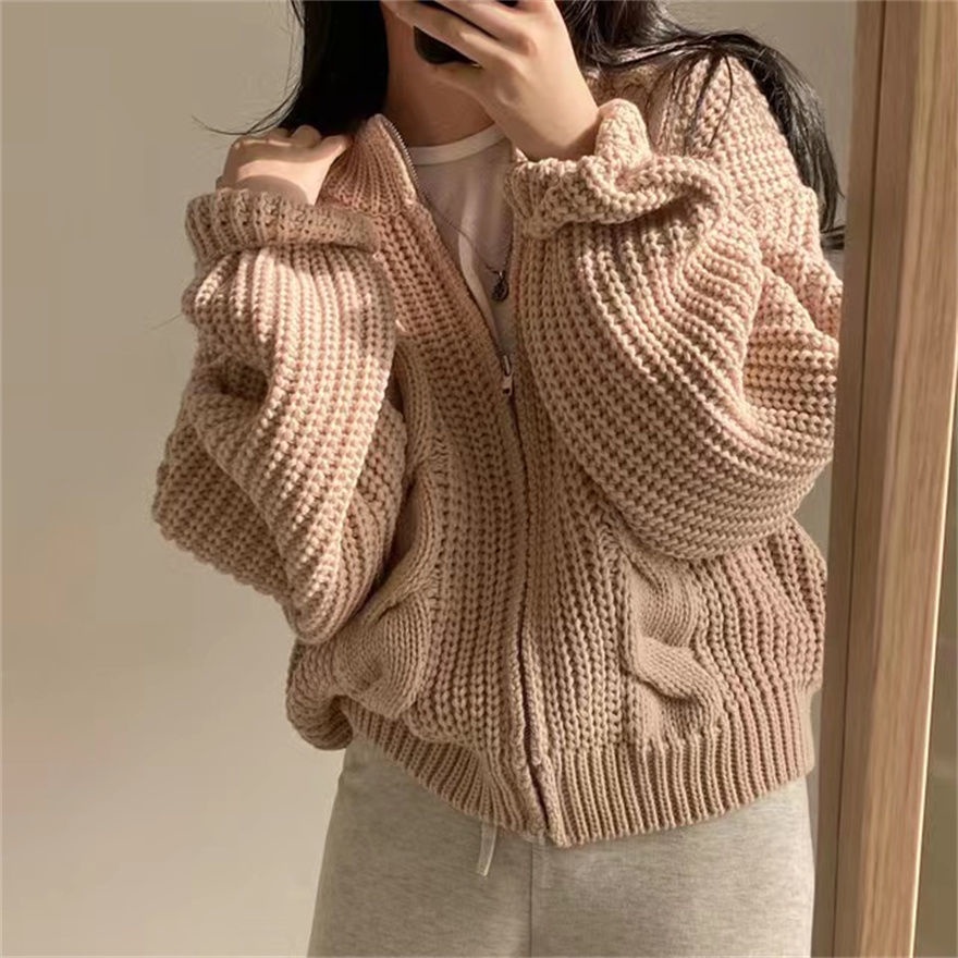Áo Sweater Dệt Kim Tay Dài Dáng Rộng Kiểu Retro Thời Trang Mùa Thu Cho Nữ