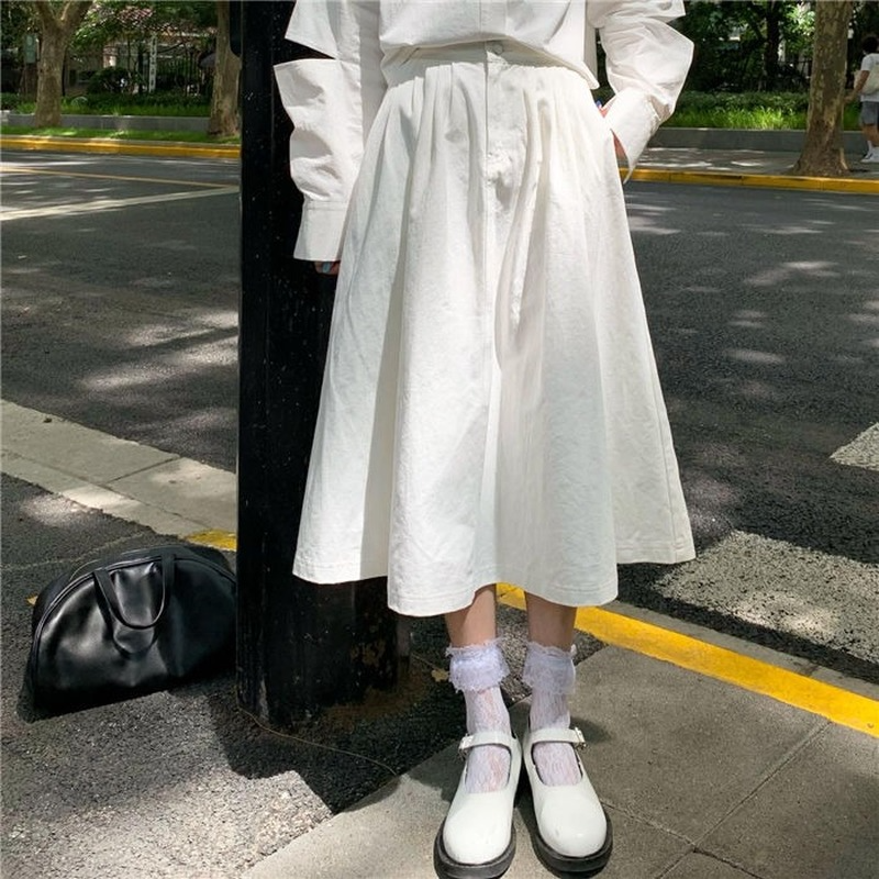 Chân Váy Lưng Cao Phong Cách Thời Trang Nhật Bản