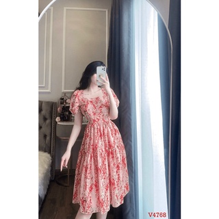 Đầm xoè hoa vàng bèo tầng hai màu xinh lung linh ld22
