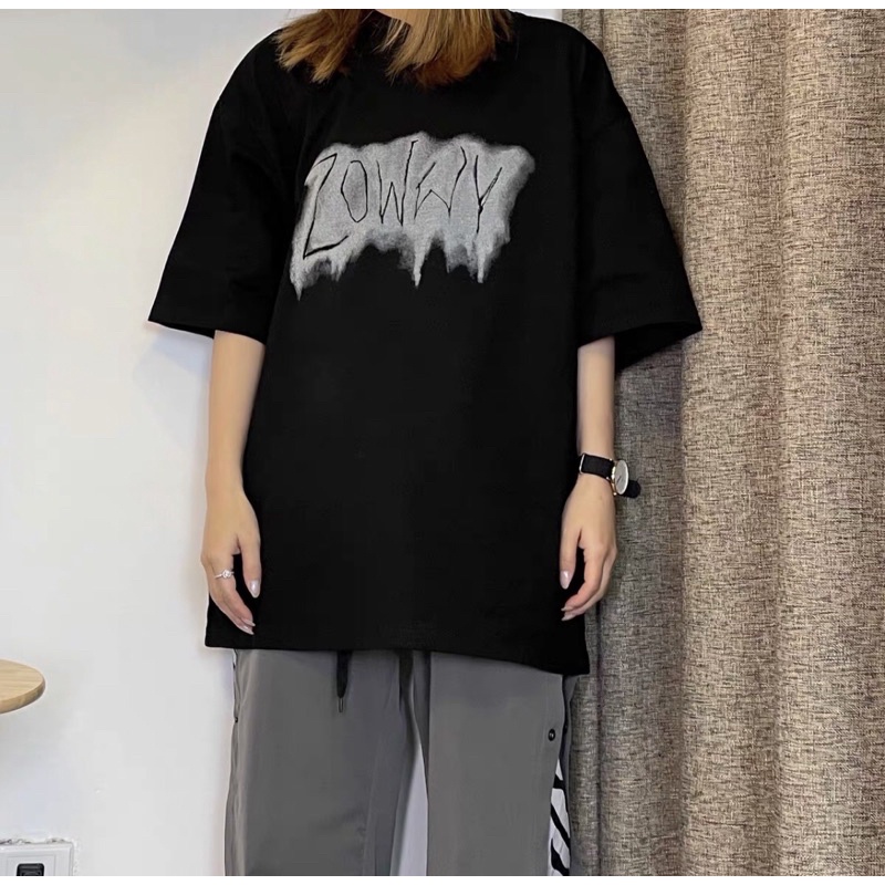 Áo phông tay lỡ form rộng, áo thun unisex nam nữ chất cotton chữ loang | BigBuy360 - bigbuy360.vn