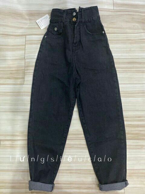 [Mã FAMAYWA giảm 10K đơn 50K] Quần baggy bò cạp cao hai cúc túi trước hàng có size | BigBuy360 - bigbuy360.vn