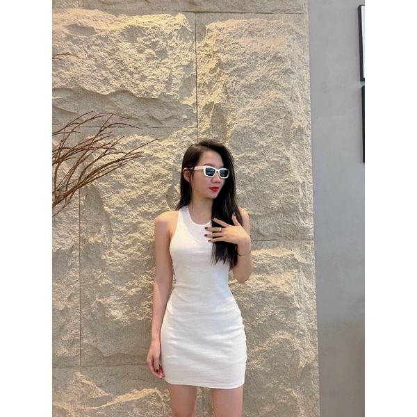 Đầm ôm body ba lỗ cổ tròn (kèm ảnh thật)