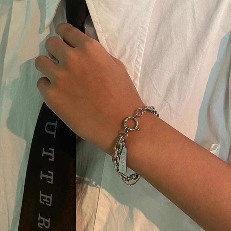 Vòng Tay Bằng Thép Titan Họa Tiết Chữ 23541 Độc Đáo Thời Trang