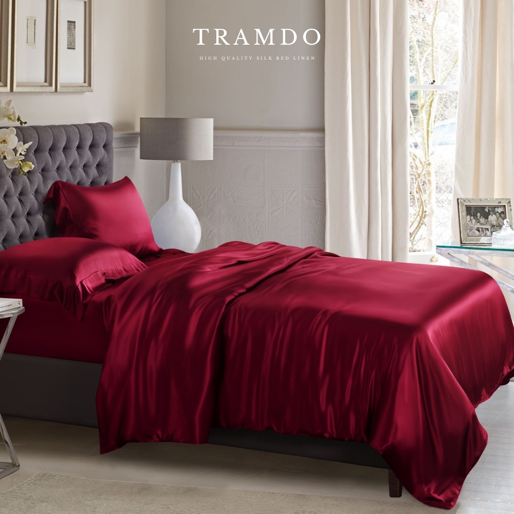Bộ Chăn Ga Gối Lụa Cao Cấp NITE9SILK TRAMDO BEDDING Màu Đỏ
